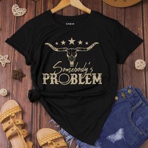 SHEIN Black Tee with Western Graphic